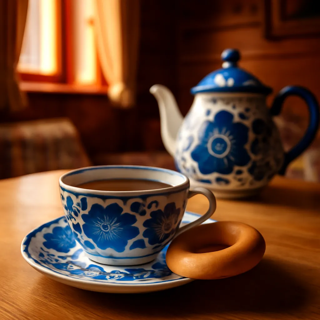 Pâtisseries russes — thé au samovar avec sushki et bubliki
