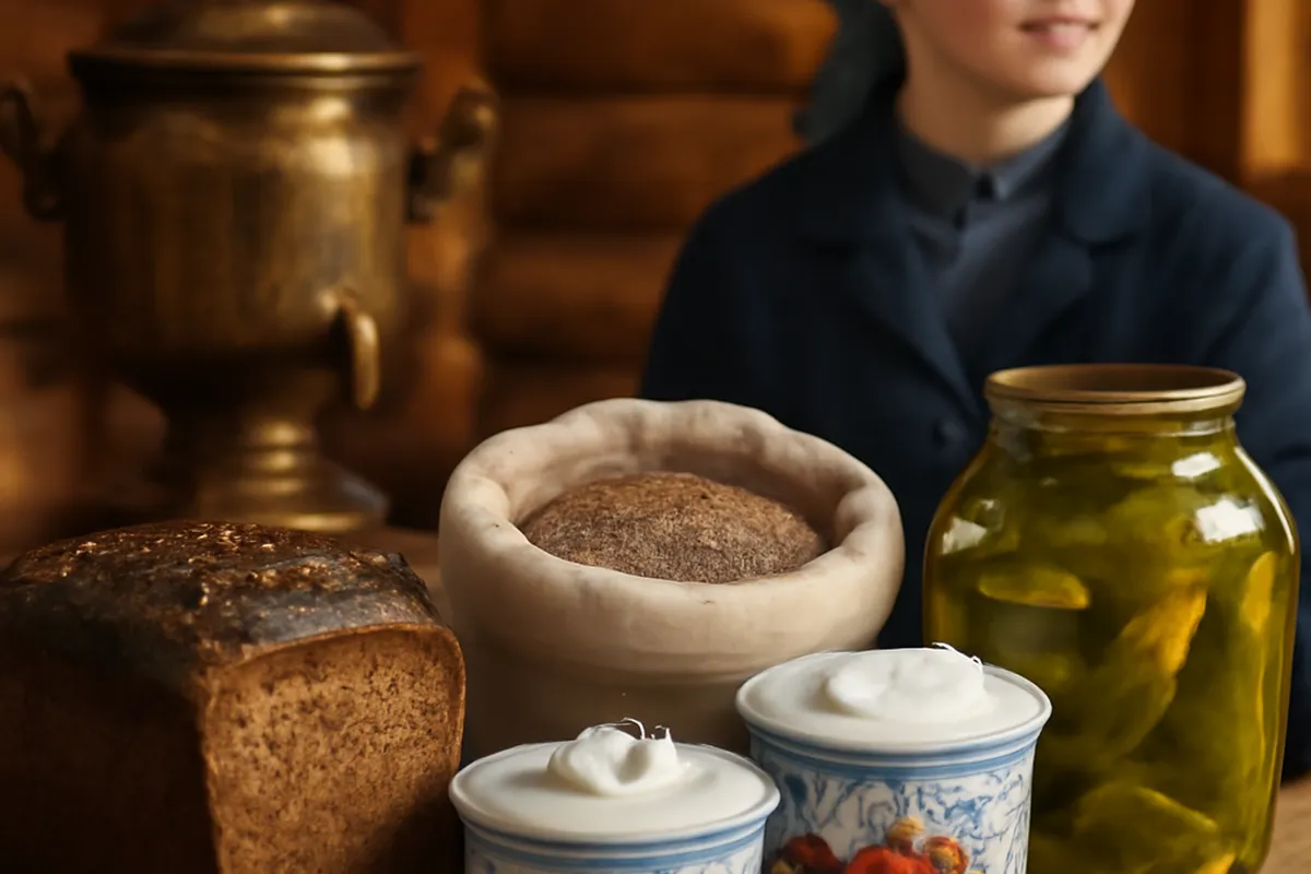 Rayon crèmerie d'une épicerie russe avec smetana, tvorog et kéfir