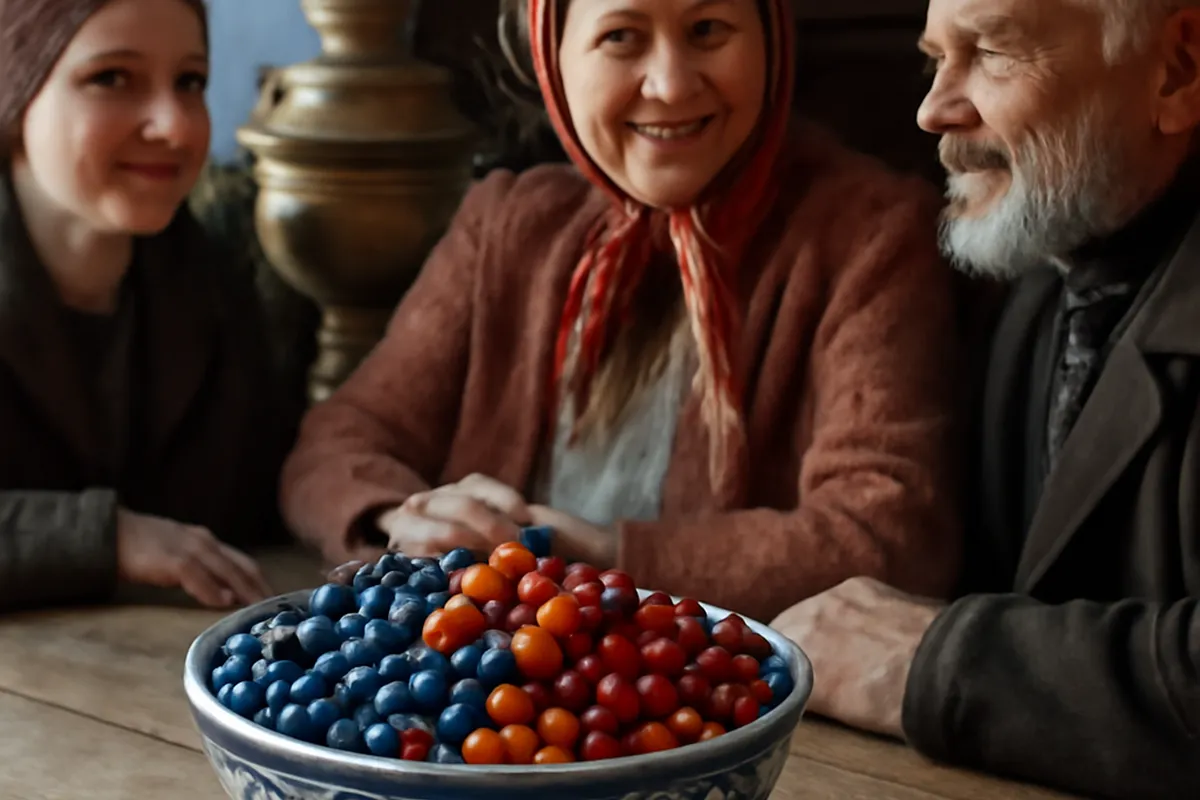 Baies sauvages de l'Oural : myrtille des marais, airelle et argousier récoltées en forêt
