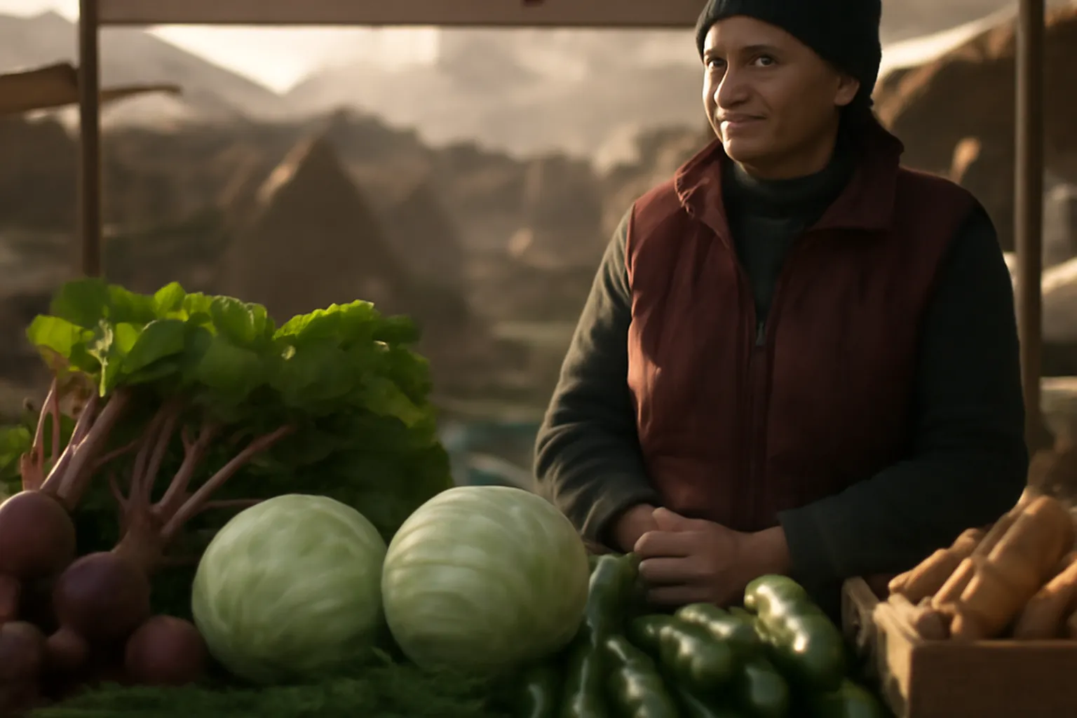 Marche russe avec legumes racines frais