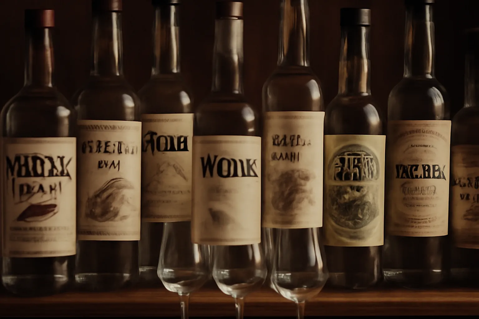 Collection de bouteilles de vodka et vodkas aromatisees